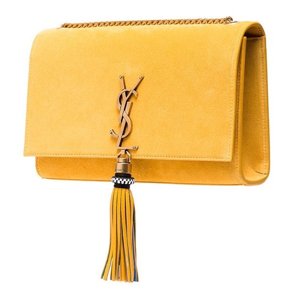 Yves Saint Laurent Bags Ysl Medium Kate Yellow Suede Tassel Bag